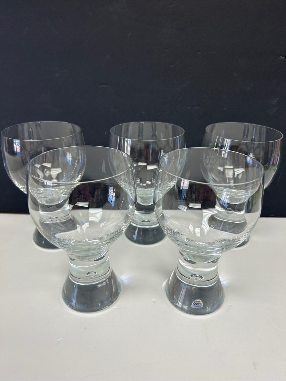 Vintage 70’s KOSTA BODA Sweden handmade crystal RONDO 6” wine/water goblets